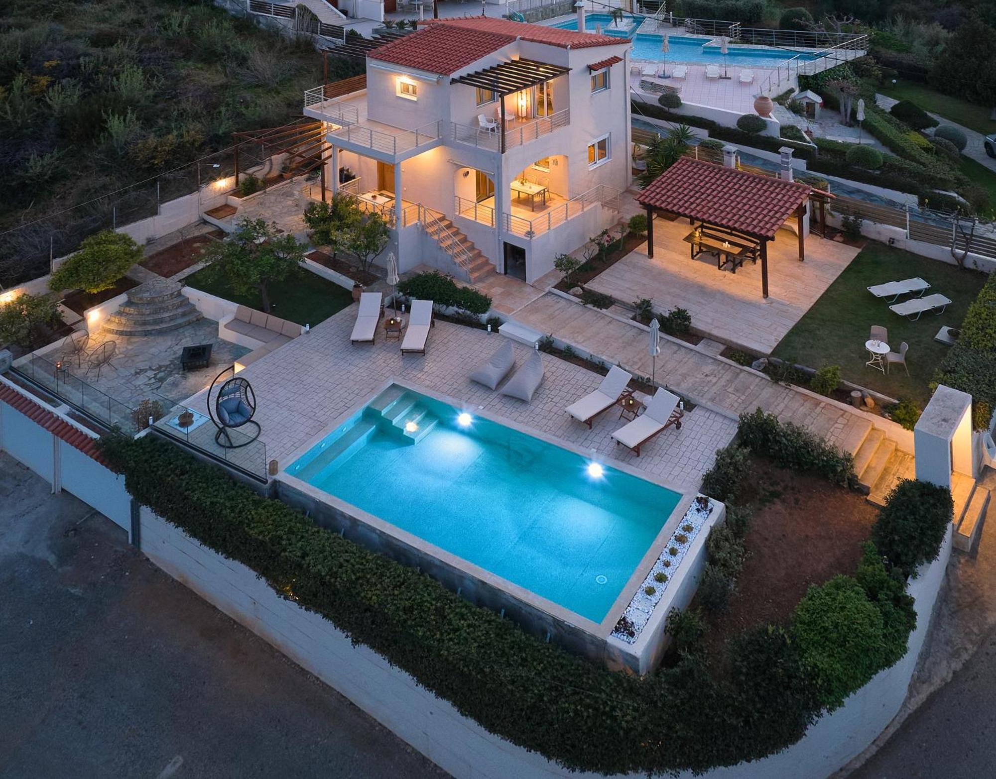 Spacious Villa With Private Eco-Pool And Panoramic Sea View Agia Pelagia Eksteriør bilde