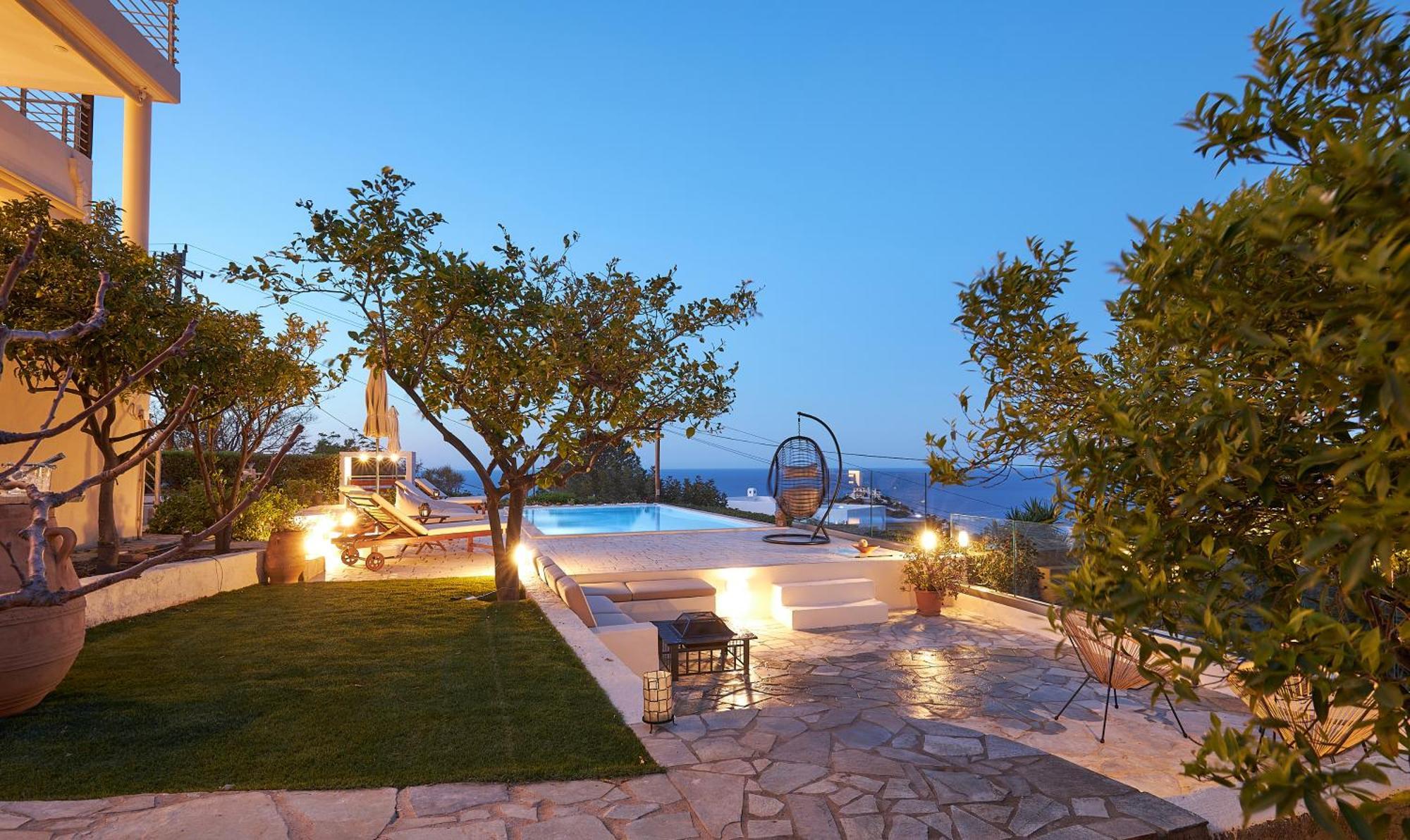 Spacious Villa With Private Eco-Pool And Panoramic Sea View Agia Pelagia Eksteriør bilde